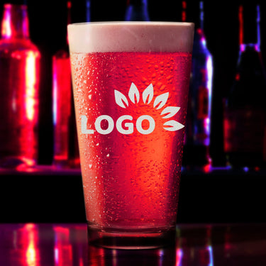 Custom Beer Glasses with Logo | Personalized Pint Glass Engraved Logo